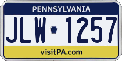 PA license plate JLW1257
