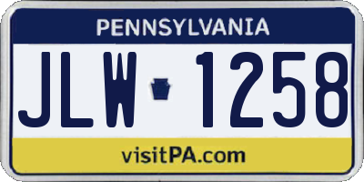 PA license plate JLW1258