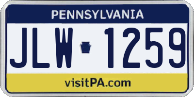 PA license plate JLW1259
