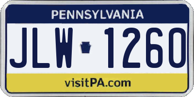 PA license plate JLW1260