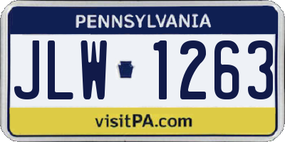 PA license plate JLW1263