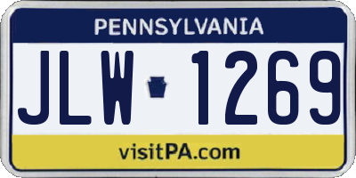 PA license plate JLW1269