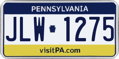 PA license plate JLW1275
