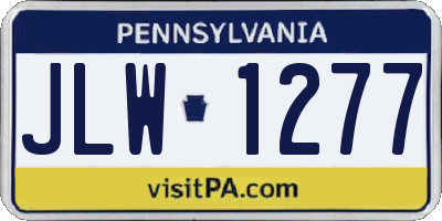 PA license plate JLW1277