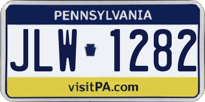 PA license plate JLW1282