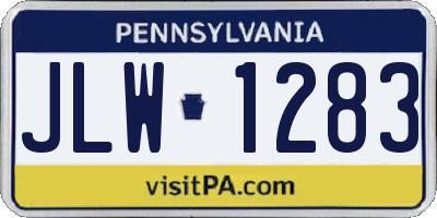 PA license plate JLW1283