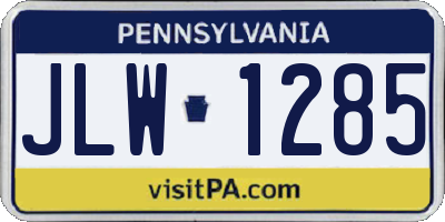 PA license plate JLW1285
