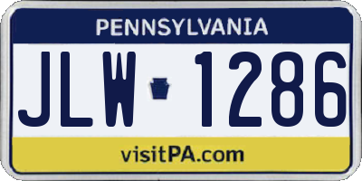 PA license plate JLW1286