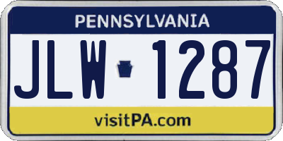 PA license plate JLW1287