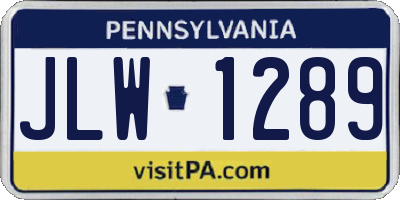 PA license plate JLW1289