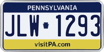 PA license plate JLW1293