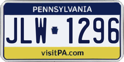 PA license plate JLW1296