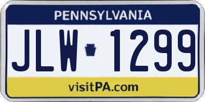 PA license plate JLW1299
