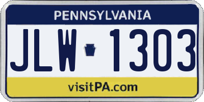PA license plate JLW1303