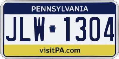 PA license plate JLW1304
