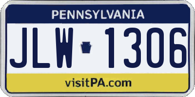 PA license plate JLW1306