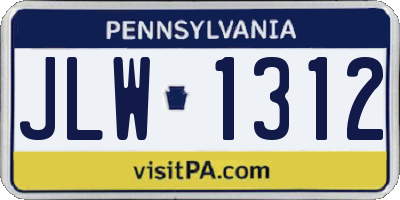 PA license plate JLW1312