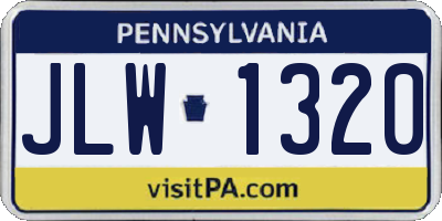 PA license plate JLW1320