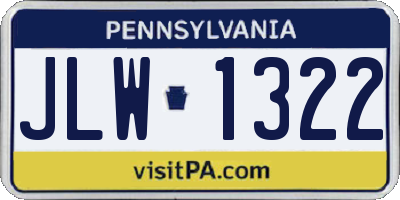 PA license plate JLW1322