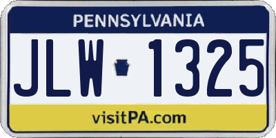 PA license plate JLW1325
