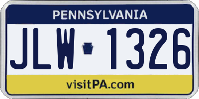 PA license plate JLW1326