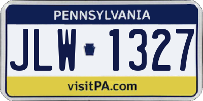 PA license plate JLW1327