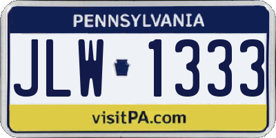 PA license plate JLW1333
