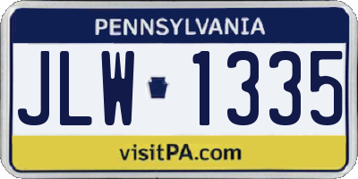 PA license plate JLW1335