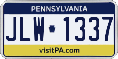 PA license plate JLW1337