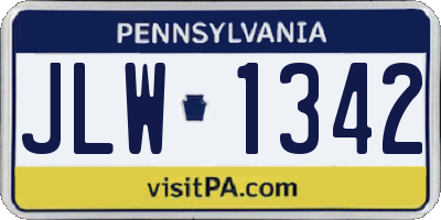 PA license plate JLW1342