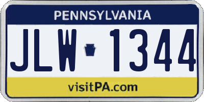 PA license plate JLW1344