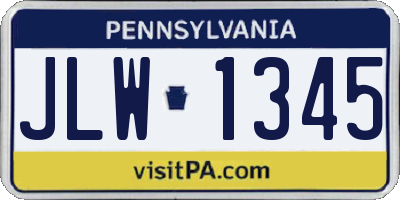 PA license plate JLW1345