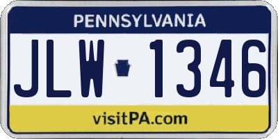 PA license plate JLW1346