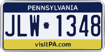 PA license plate JLW1348