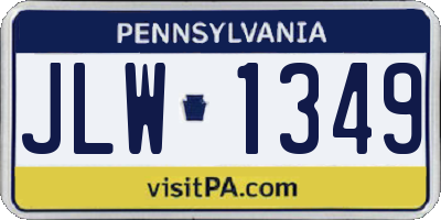 PA license plate JLW1349