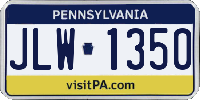 PA license plate JLW1350