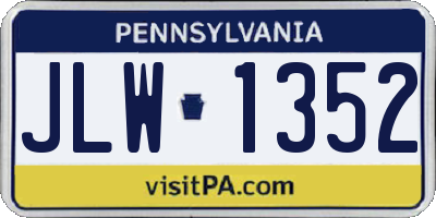 PA license plate JLW1352