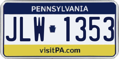 PA license plate JLW1353