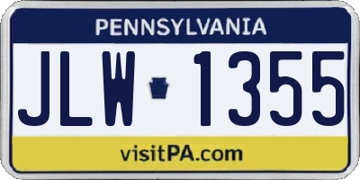 PA license plate JLW1355