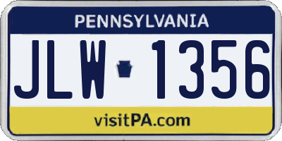 PA license plate JLW1356