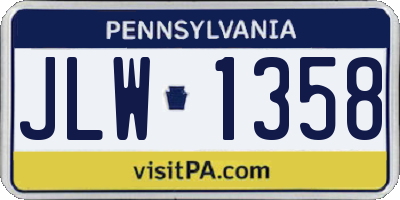 PA license plate JLW1358