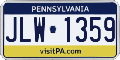 PA license plate JLW1359