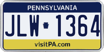 PA license plate JLW1364