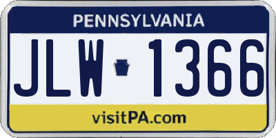 PA license plate JLW1366