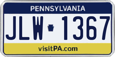 PA license plate JLW1367