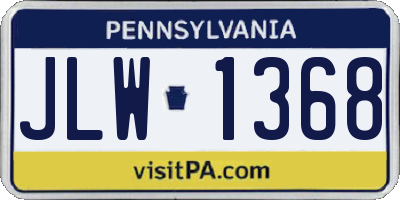 PA license plate JLW1368