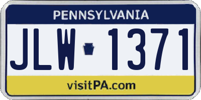 PA license plate JLW1371