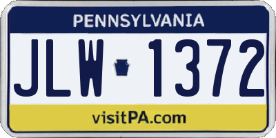 PA license plate JLW1372
