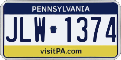 PA license plate JLW1374