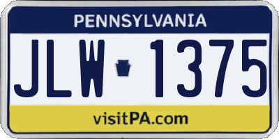 PA license plate JLW1375
